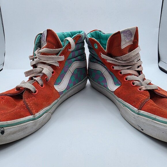 Vans Sk8 Hi Crazy Check Cherry Tomato Womens Size 8 Sneaker Shoes Casual Walking - Picture 3 of 13